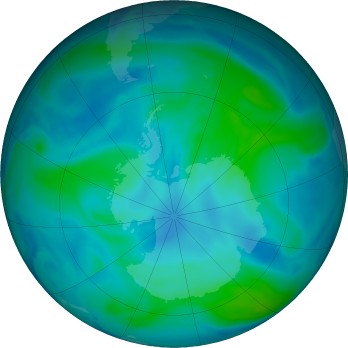 Antarctic ozone map for 2022-01-18